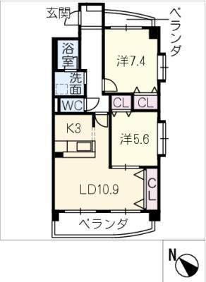 エスタブーレソール(2LDK/2階)の間取り写真