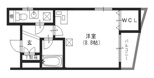 クレイドル東上町(ワンルーム/9階)の間取り写真