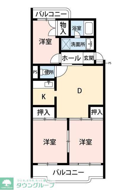 エントピア勝田台(3DK/3階)の間取り写真