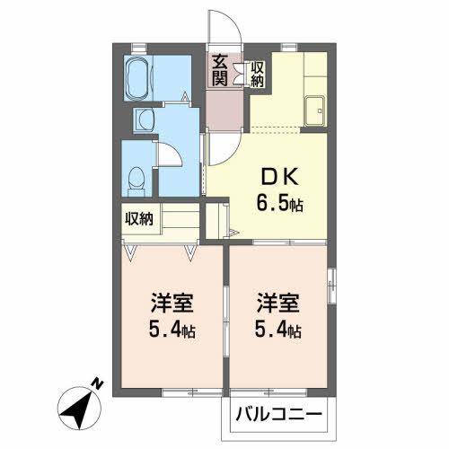 ディアコートエムズ(2DK/2階)の間取り写真