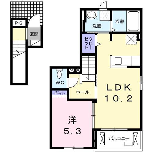 MAISON REEDPARK(1LDK/2階)の間取り写真