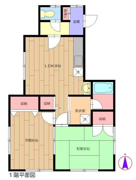 江原町ヒルズ(2LDK/1階)の間取り写真