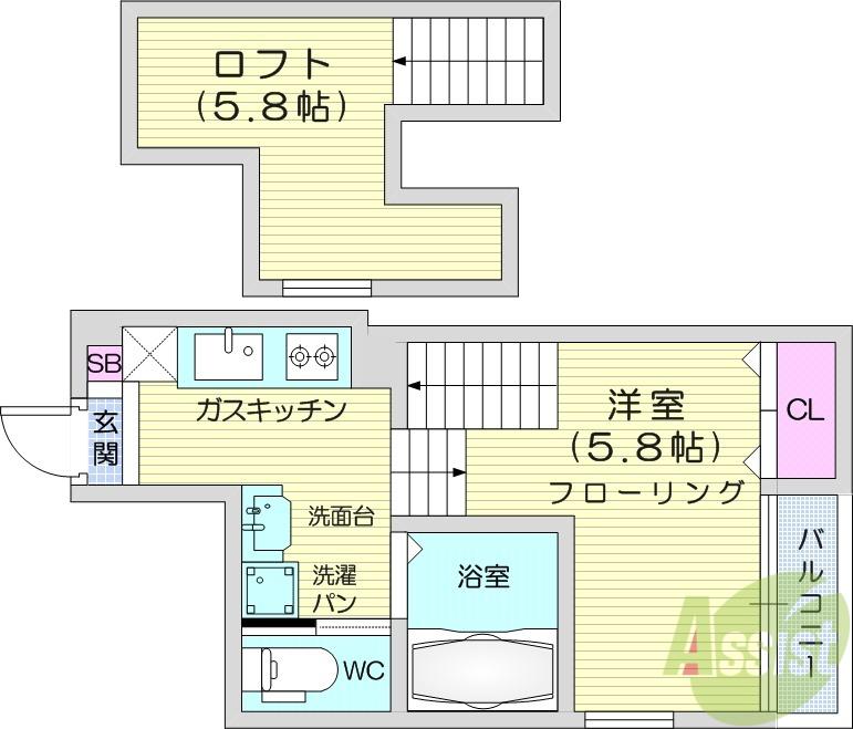 RIZEST北四番丁(ワンルーム/1階)の間取り写真