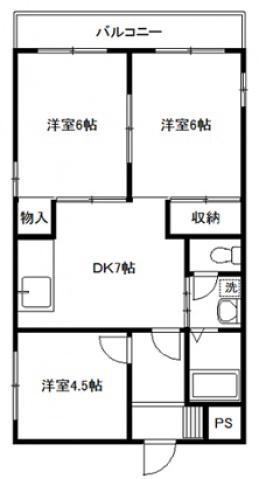 ラフォーレ飯倉(3DK/1階)の間取り写真