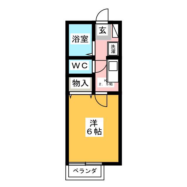 ヴェルデュール(1K/1階)の間取り写真
