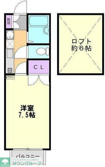ラインラルト越谷(1K/2階)の間取り写真