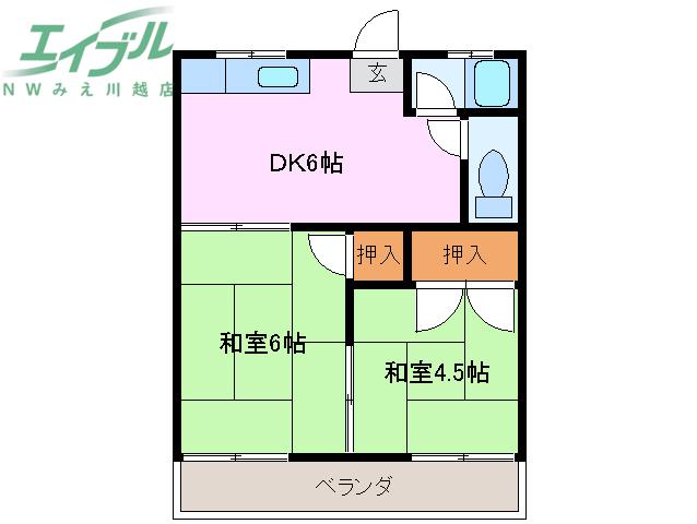 コーポ照(2DK/2階)の間取り写真