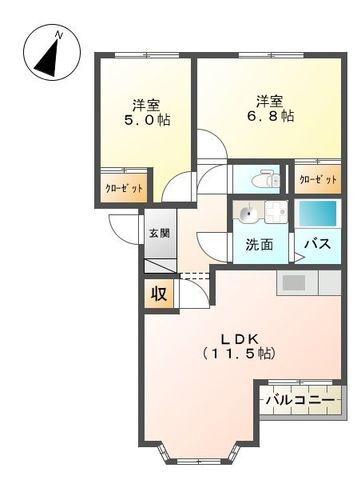 プランドール(2LDK/1階)の間取り写真