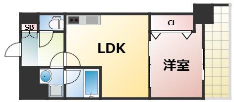 アーバネックス真田山(1LDK/14階)の間取り写真