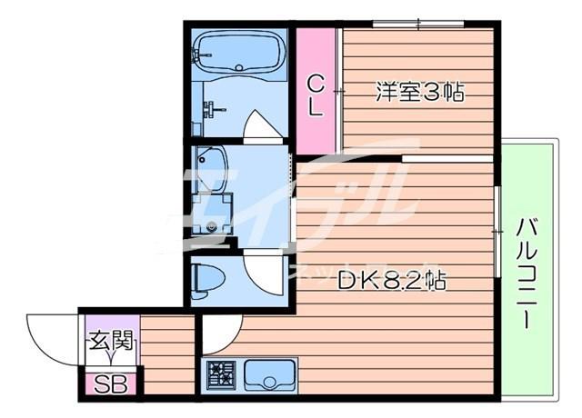 グレースコート蒲生(1DK/1階)の間取り写真