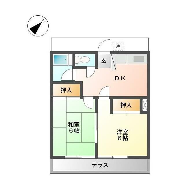ヴィラ内藤(2DK/1階)の間取り写真