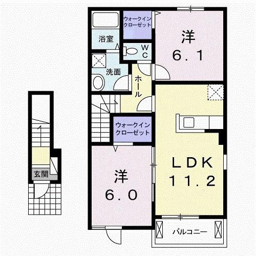 パルフェB(2LDK/2階)の間取り写真