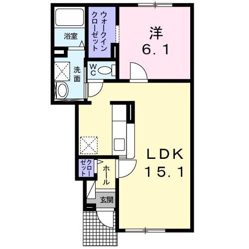 メゾン ジャンティーユ(1LDK/1階)の間取り写真