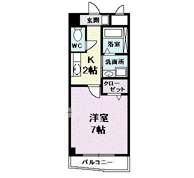 プラシードカーサ(1K/4階)の間取り写真