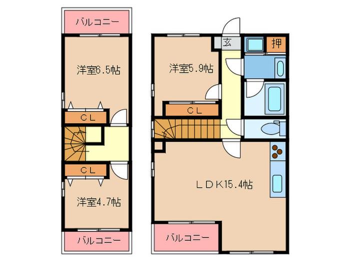 ビ・ザ・ビ・ランドII ウエスト(3LDK/2階)の間取り写真