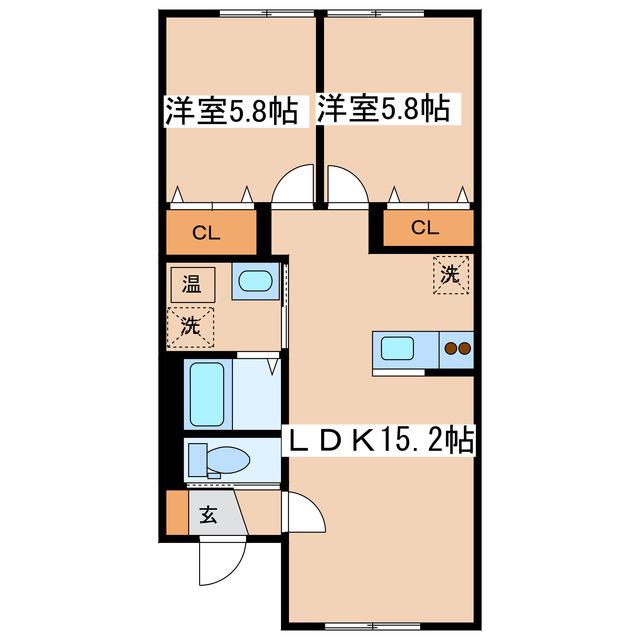 ボルペールピソ(2LDK/2階)の間取り写真