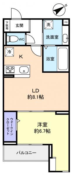 CRADLE(1LDK/2階)の間取り写真