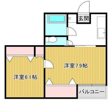 マイカハウス(2K/2階)の間取り写真