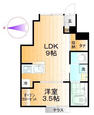 キングハウス都立家政(1LDK/1階)の間取り写真