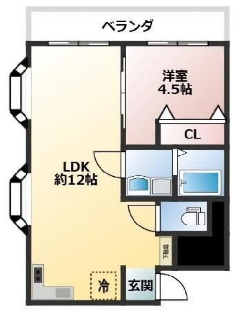 紀陽ハイツ(1LDK/1階)の間取り写真