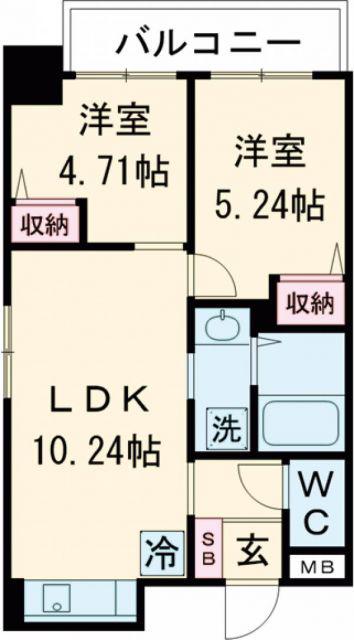 サムティ諏訪神社前(2LDK/7階)の間取り写真
