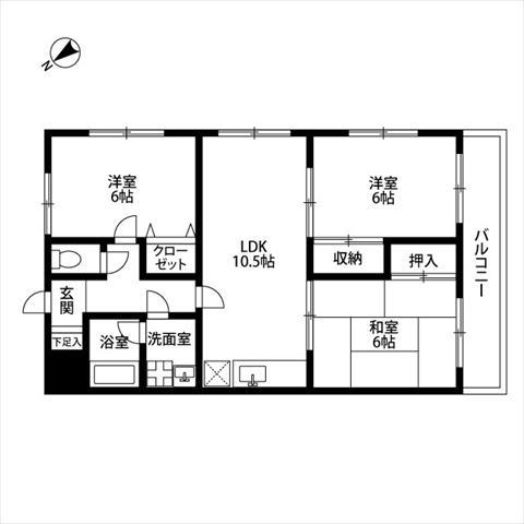 エーデルハイム(3LDK/1階)の間取り写真