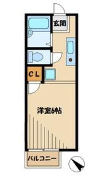 シャトーレ金森(ワンルーム/1階)の間取り写真