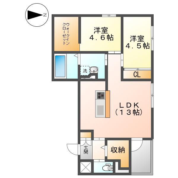SUN VISION(2LDK/2階)の間取り写真