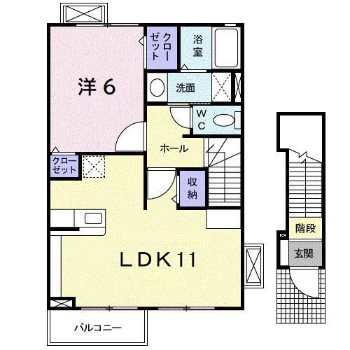 グランデ ニケ II(1LDK/2階)の間取り写真