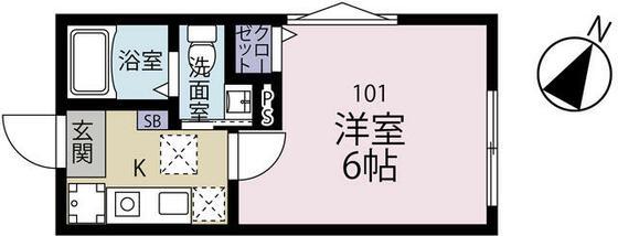 ルーチェI(1K/1階)の間取り写真