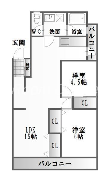 メゾンドール(2LDK/3階)の間取り写真