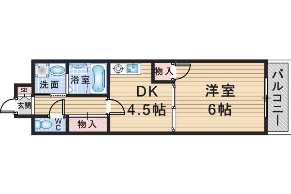 メゾン セルクル(1DK/6階)の間取り写真