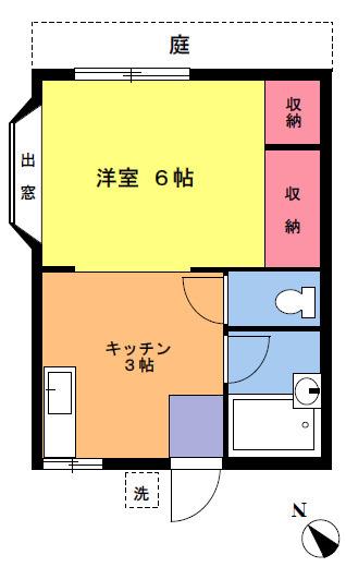シティハイムクラハシⅡ(1K/1階)の間取り写真