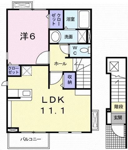 向日葵 II(1LDK/2階)の間取り写真