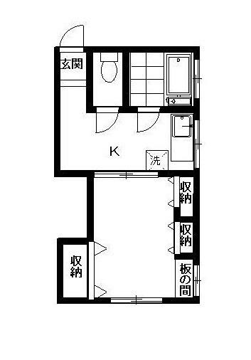 幸荘(1K/2階)の間取り写真