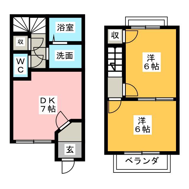 ルーベンス日永III(2DK/1階)の間取り写真