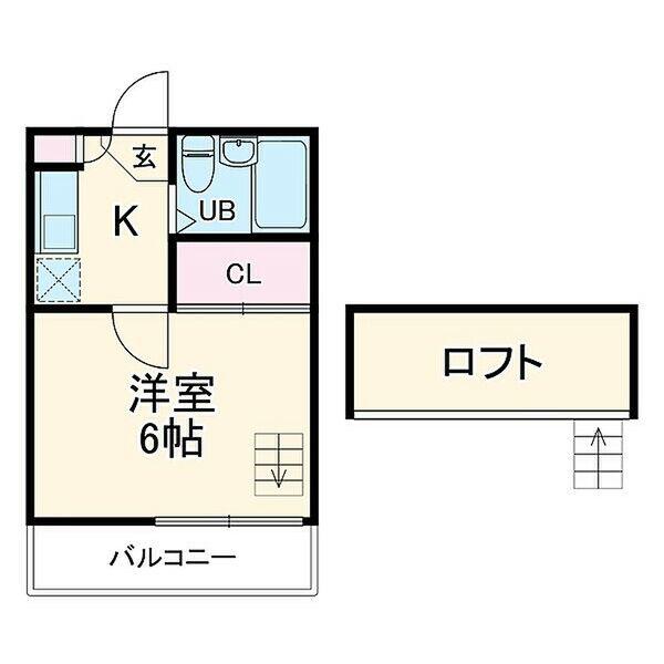 エターナル(1K/2階)の間取り写真
