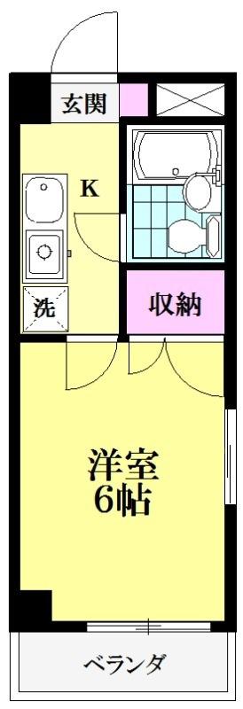 インペリアル(1K/2階)の間取り写真