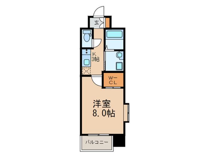ギャラクシー博多駅前(1K/6階)の間取り写真