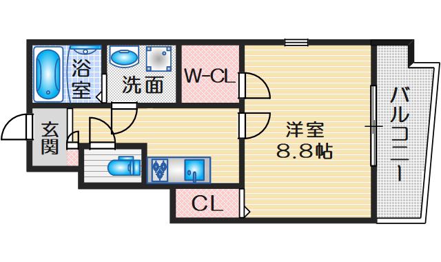 カサラーゾ(1K/1階)の間取り写真