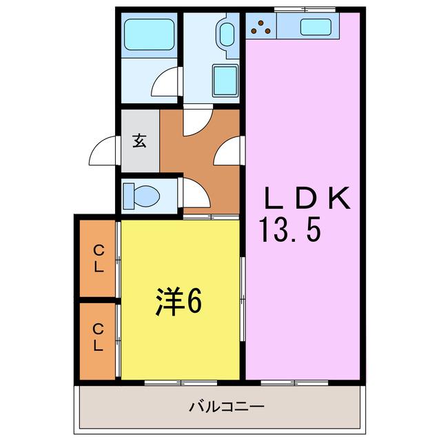 シェリールC棟 ファミリー(1LDK/3階)の間取り写真