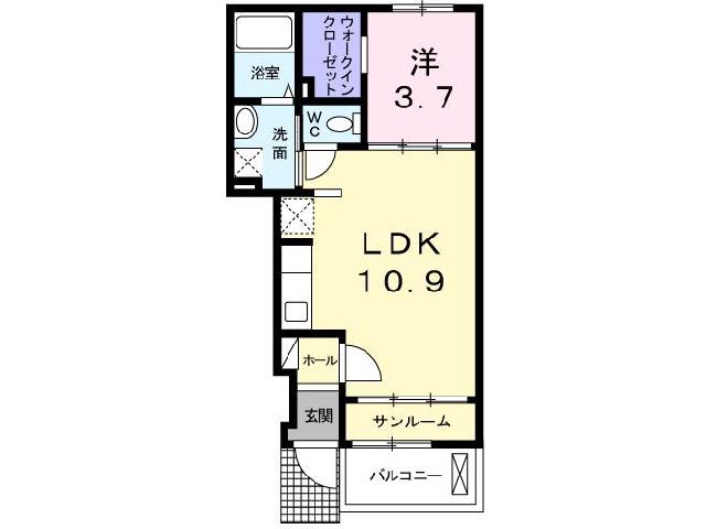 カーサ・フォレスタ(1LDK/1階)の間取り写真