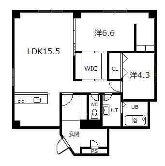 プレミアムレジデンス8・7(2LDK/7階)の間取り写真