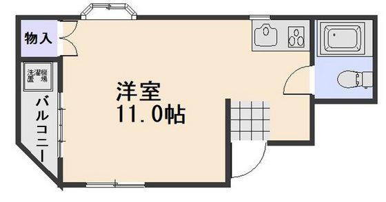 スカイコテージ三野(ワンルーム/1階)の間取り写真