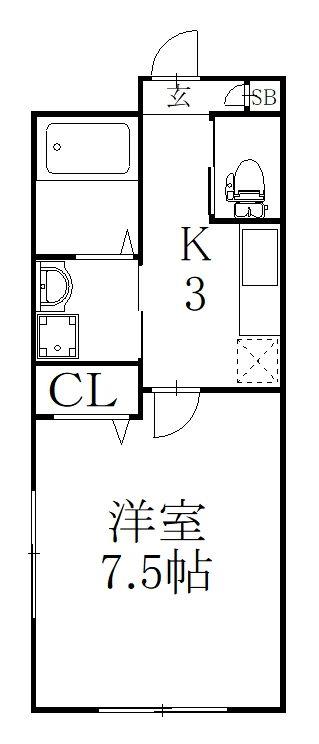 ルカ氷川(1K/3階)の間取り写真