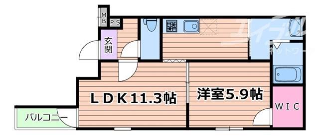 フジパレス上新庄V番館(1LDK/1階)の間取り写真
