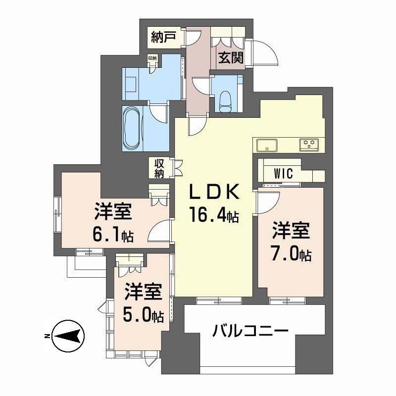 グランドメゾン北堀江レジデンス(3LDK/2階)の間取り写真