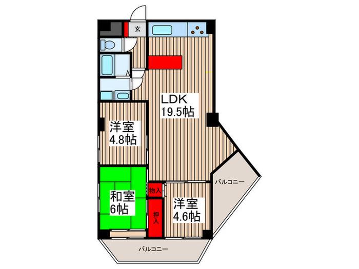 ガルボ大宮宮町(3LDK/2階)の間取り写真