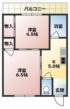 川畑荘(2DK/1階)の間取り写真