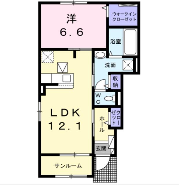 ブルーハーベストⅠ(1LDK/1階)の間取り写真